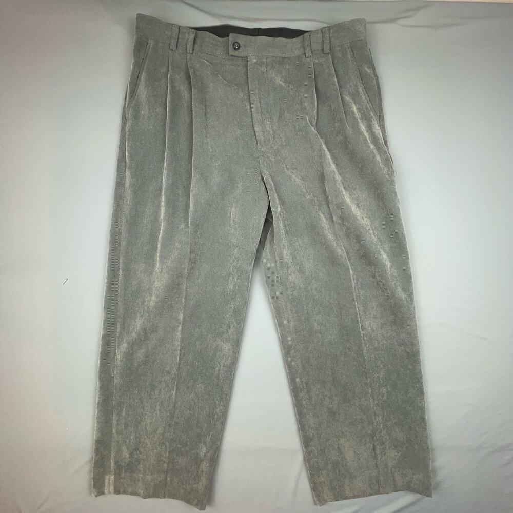 6A by AXIS Gray Pleated Dress Pants Men’s 40 Retro Textured Trousers